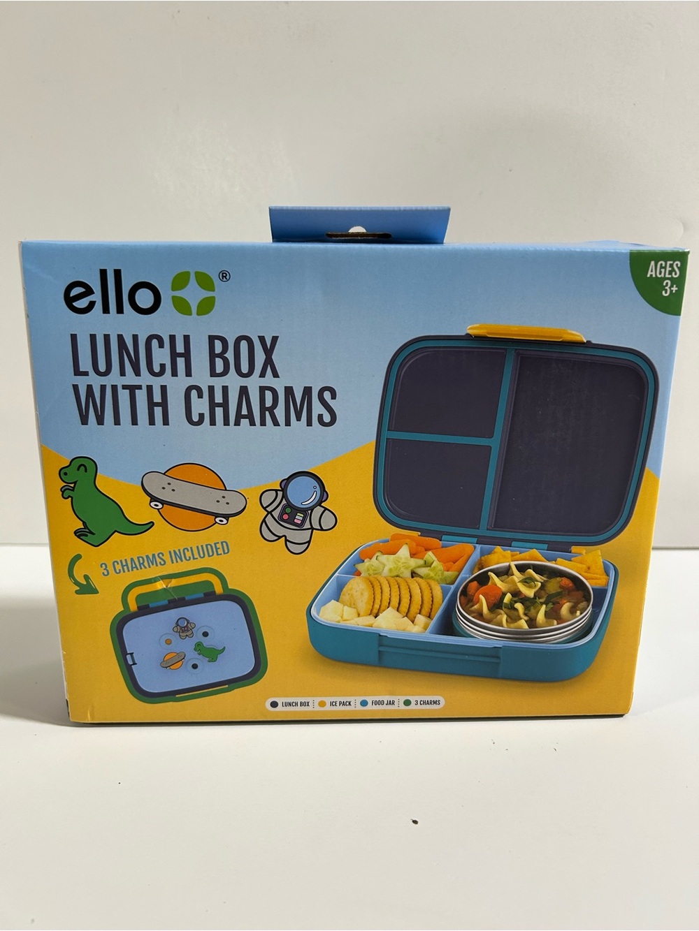 New! Ello Kids Insulated Bento Lunch Box w/Charms in Teal/Blue
